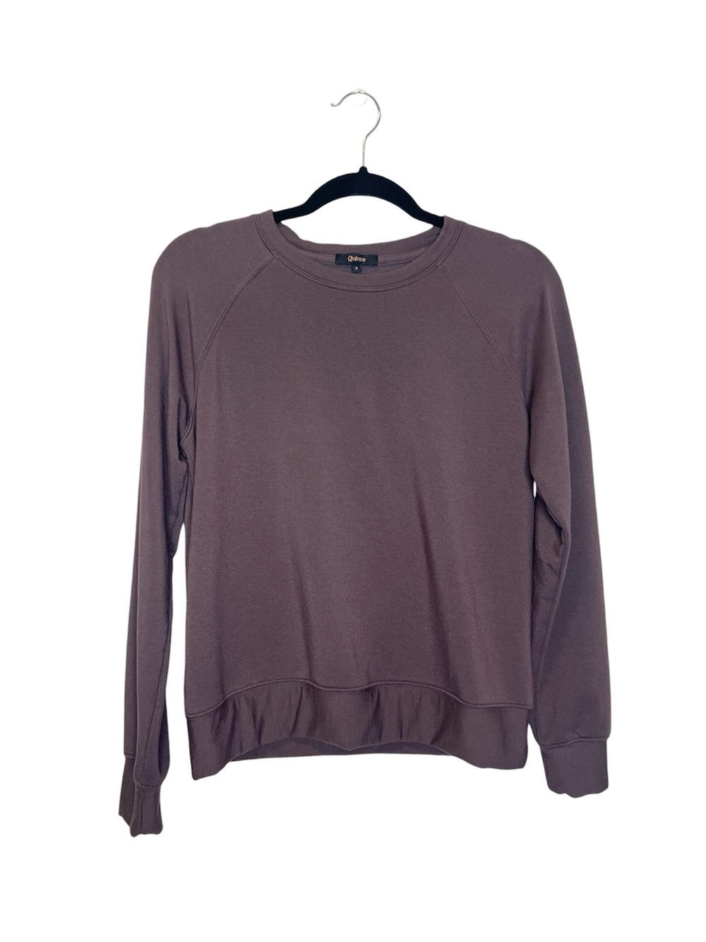 QUINCE SuperSoft Fleece Crew in Dried Fig size Small